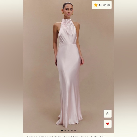 Esther Iridescent Satin Cowl Maxi Dress - Pale Pink